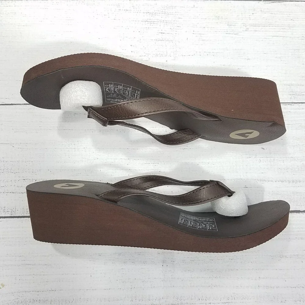 Airwalk Reel Wedge Women's Flip Flop Sandals Size 7 - Brown - Picture 3 of 6
